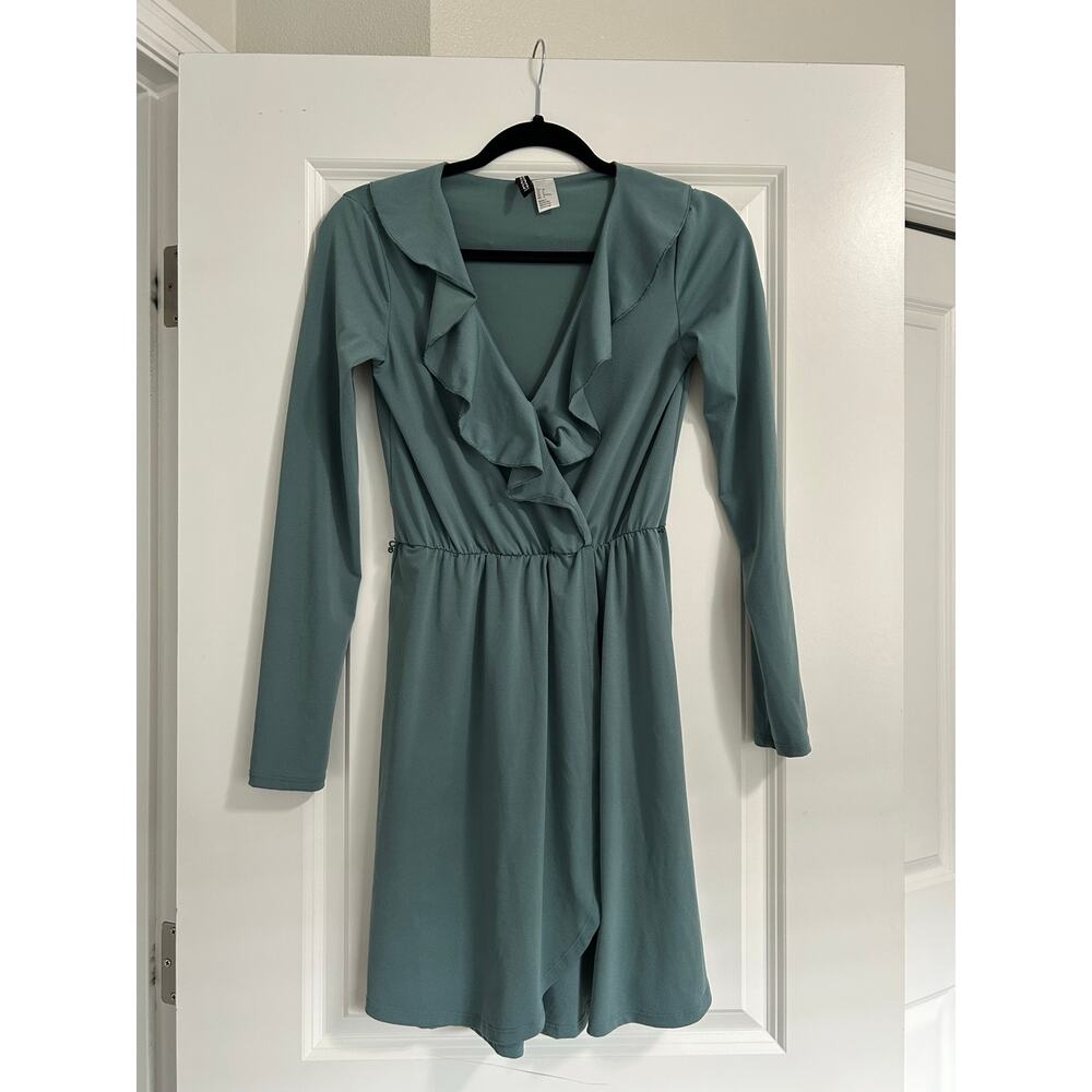 Women’s Blue Green Mini Ruffle Dress Size Small